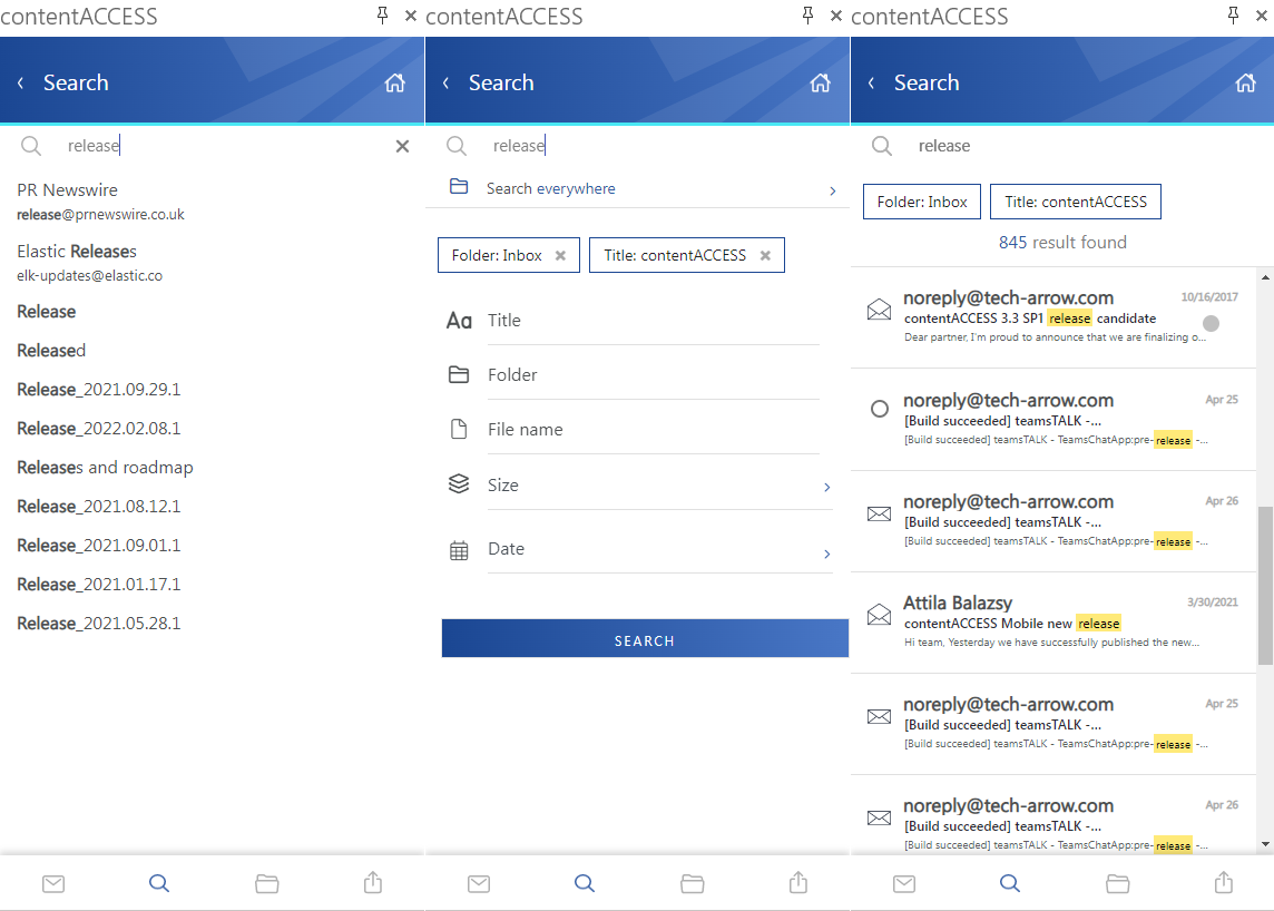 Mail app advanced search features