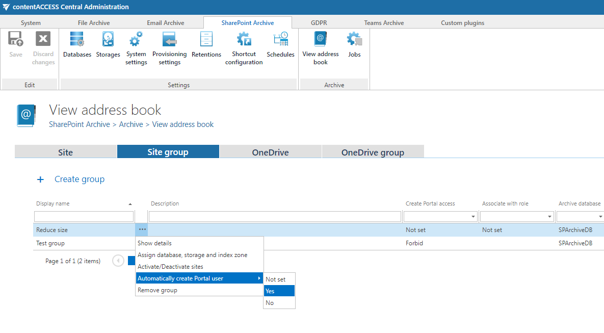 Address book for provisioned SharePoint data